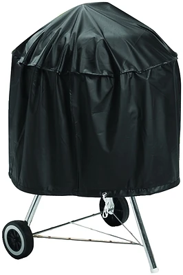Kettle Grill Cover, 29 In W X 18 In H, Vinyl, Black With Drawcord