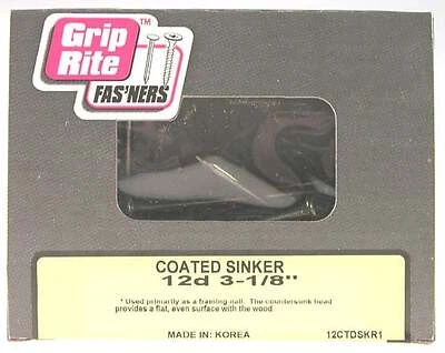 Grip-Rite 16CTDSKR5 Sinker Nails, 16D 3-1/4 In., 9 Gauge, 5 Lb Box