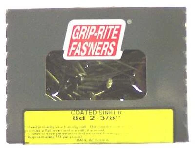 Grip-Rite 8CTDSKR1 8D Sinker Nails, 2-3/8 In, Vinyl-Coated Steel, 1 Lb