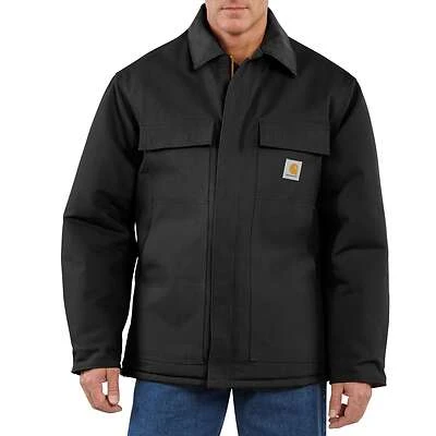Men's Loose Fit Firm Duck Insulated Traditional Coat - Xl - Black