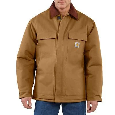 Men's Loose Fit Firm Duck Insulated Traditional Coat, 2xl, Brown