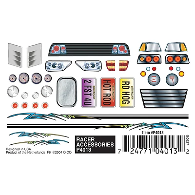 Pinecar P4013 Dry Transfer Decal Sheet, 3 X 2.5 Inch, Multicolored Racer Accessories
