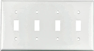2154w-box Standard 4-gang Toggle Switch Wall Plate, White