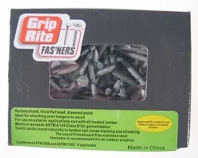 Grip-Rite 112HGJST1 Joist Hanger Nails, 1-1/2 In., Hot-Dipped Galvanized, 1 Lb