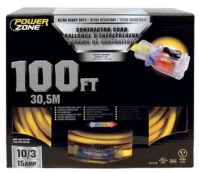Orp511935 100 Ft. 10/3 Pro Sjtow Extension Cord With Lighted Connector