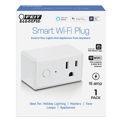 Feit Electric PLUG/WIFI Smart Wi-Fi Plug, Indoor, 15 Amp, White