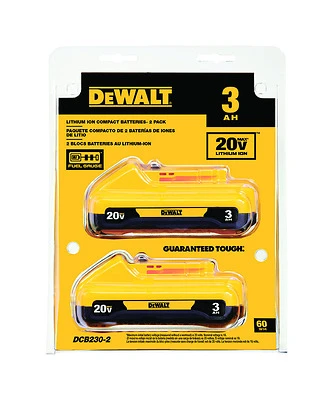DeWalt DCB230-2 20V MAX Lithium-Ion Battery Pack, 3.0Ah, 2-Pack
