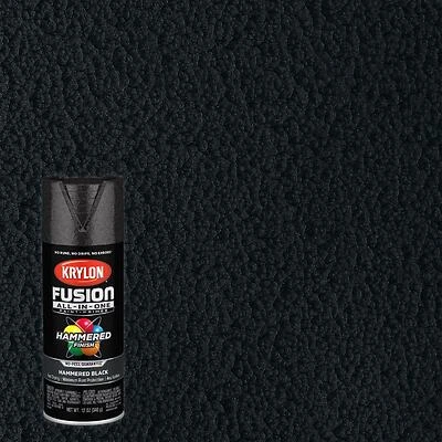 Krylon K02782007 Fusion All-In-One Spray Paint + Primer, Hammered Black, 12 Oz