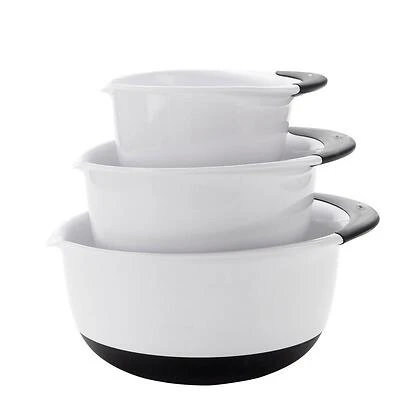 Good Grips 3-Pc. Mixing Bowl Set, White with Black Handles