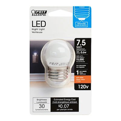 Feit Electric BP71/2S/W/LED S11 LED Night Light Bulb, 0.6W, Soft White