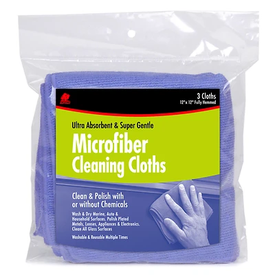Buffalo Microfiber Cleaning Cloths 12 In. X 12 In. 3 Pk - Ultra-fine, Machine Washable