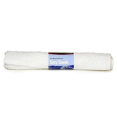 Cotton Terry Towels 14 In. W X 17 In. L 3 Pk - White Terry Cloth