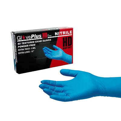 Medium 8 Mm Heavy Duty Blue Nitrile Exam Gloves, Powder Free, 50-box