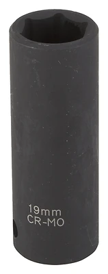 19mm 1/2 Inch Drive Deep Impact Socket, 6 Point, Chrome Molybdenum Alloy Steel