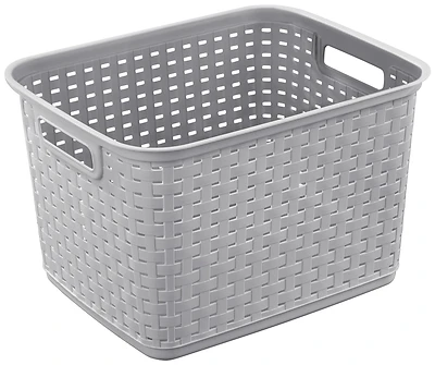 Sterilite 12736A06 Tall Wicker-Look Basket, Cement, 15 x 12.25 x 9.375 In.