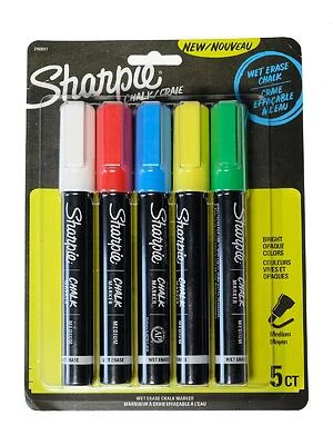 Chalk Markers, Assorted Colors, 5-Pk.