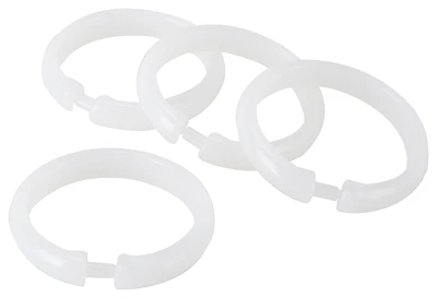 Simple Spaces SD-ORING-F3L Shower Curtain Rings, Plastic, Frosted, 12 Pack