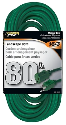 PowerZone OR880633 Extension Cord, 16/3 AWG Green, 80 Ft.