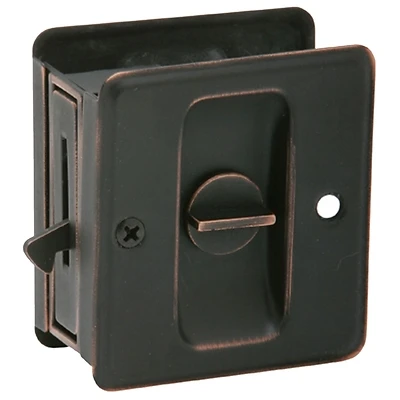 Schlage SC991B-716 Aged Bronze Pocket Door Lock, 1-3/8 to 1-1/2 In Doors