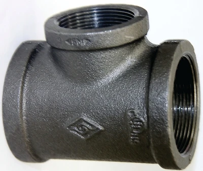 Prosource 11A3/4X1/2B Black Malleable Iron Reducing Tee, 3/4 x 3/4 x 1/2 In