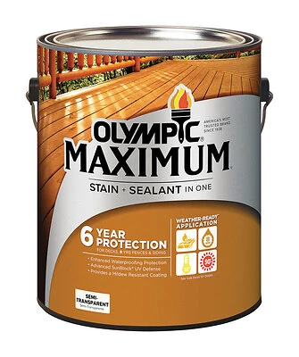 Olympic MAXIMUM Tintable Neutral base Semi-transparent Exterior Stain (Actual Net Contents: 120-fl oz)