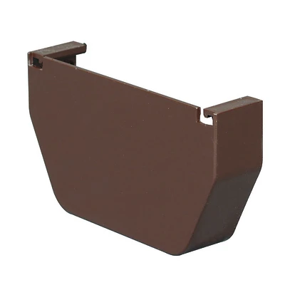 Gutter End Cap, Contemporary, Vinyl, Brown, 5-In.