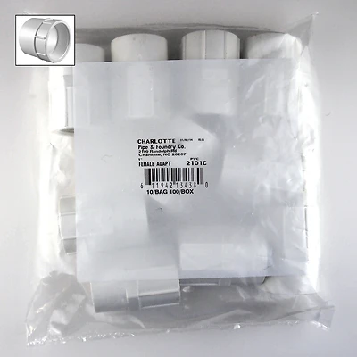Schedule 40 PVC Pressure Pipe Adapter, 1 In., 10-Pk.