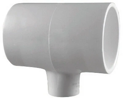 Schedule 40 PVC Reducing Tee, White, 2 x 2 x 1 In., Slip x Slip x Slip