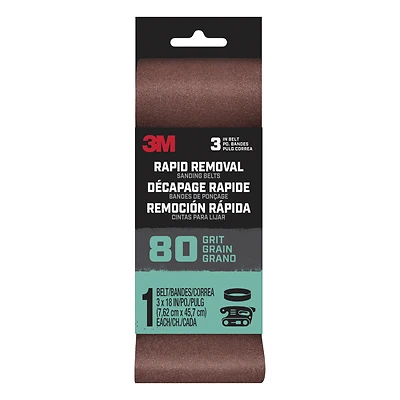 3M BELT3X181PK80 Power Sanding Belt, 80-Grit, 3 x 18 In.