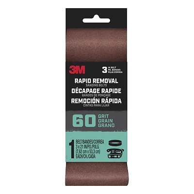 3M BELT3X211PK60 Sanding Belt, 60-Grit, 3 x 21 In.