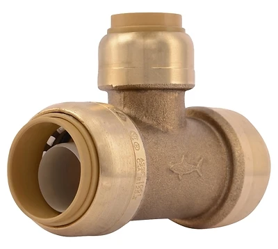 Push-Fit Reducing Pipe Tee, Lead Free, 3/4 x 3/4 x1/2 In.