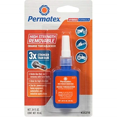 Permatex 25210 Orange Threadlocker, High Strength Removable, 10ml