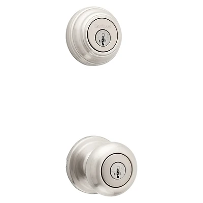 Kwikset Signature Series 991J Satin Nickel Juno Knob & Deadbolt Combo