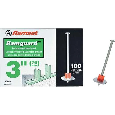 Ramset 09176 Drive Pin with Washer, 3 in L, Steel