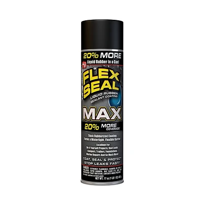 Flex Seal FSMAXBLK24 MAX Rubberized Spray Coating, Black, 17 Oz