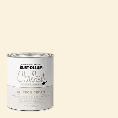 Rust-Oleum 329598 Chalk Paint, Ultra Matte Chalky, Chiffon Cream, 30 oz Can, 150 sq-ft Coverage Area