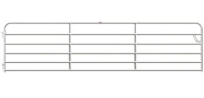 Farm Tube Gate, Galvanized, 6 Rails, 14 Ft.