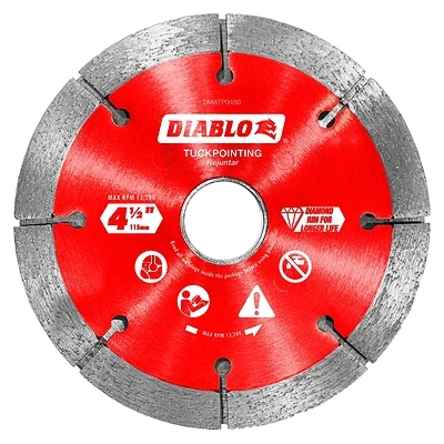 Diablo DMATP0450 Series Saw Blade, Tuck Point Blade, 4-1/2 in Dia, Segmented Rim, 1/PK