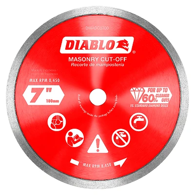 Diablo DMADC0700 Saw Blade, 7 in Dia, 5/8 in Arbor, Continuous Rim