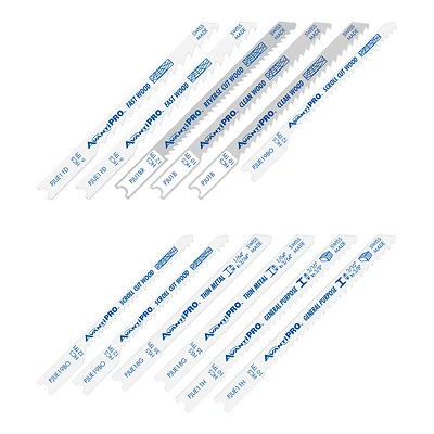 12-Pc. U-Shank Jigsaw Blade Set, For Wood & Metal
