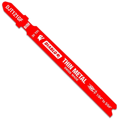 Diablo DJT121GF5 T-Shank Jigsaw Blade, Bi-Metal, Thin Metal, 30 TPI, 5-Pk.