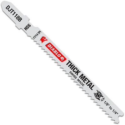 T-Shank Jigsaw Blade, High Speed Steel, For Thick Metal, 17/24 Tooth, 3-5/8-In., 5-Pk.