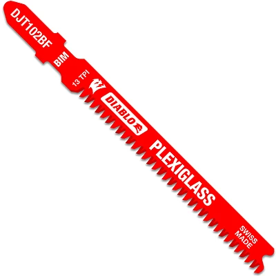 Diablo DJT102BF5 T-Shank Jigsaw Blade, Bi-Metal, Plexiglass, 13 Tooth, 3-5/8 In., 5-Pk.