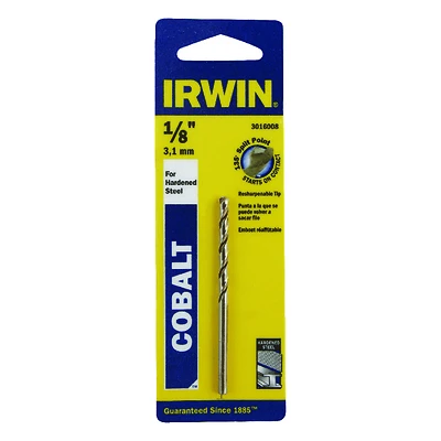 Irwin 3016008 Cobalt Jobber Drill Bit, 1/8 In. Dia., 2-3/4 In. OAL