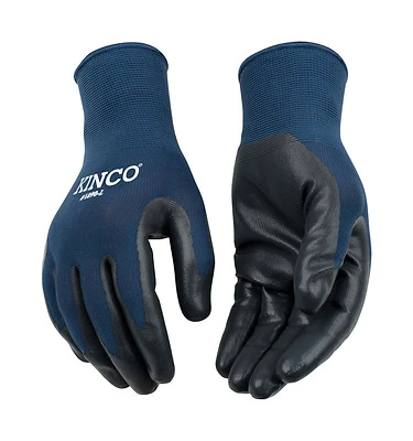 Kinco 1890-L Nylon Nitrile Coated Work Gloves, Navy, Men's L