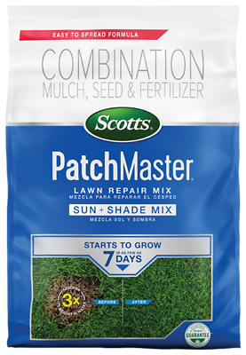 PatchMaster Lawn Repair Mix Sun + Shade Mix, 10 Lbs., Covers 145 Sq. Ft.