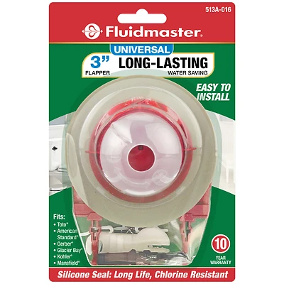 Fluidmaster 513A-016-P4 Universal Toilet Flapper with Adapters, 3 In.