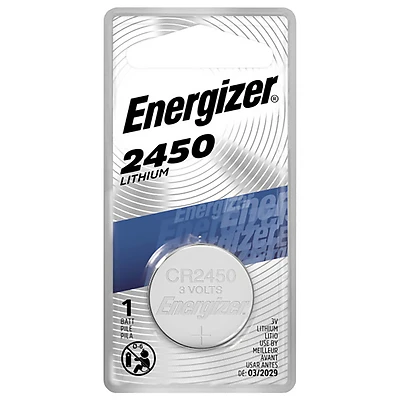 Energizer ECR2450BP Coin Cell Battery, 3 V Battery, 620 mAh, Lithium, Manganese Dioxide