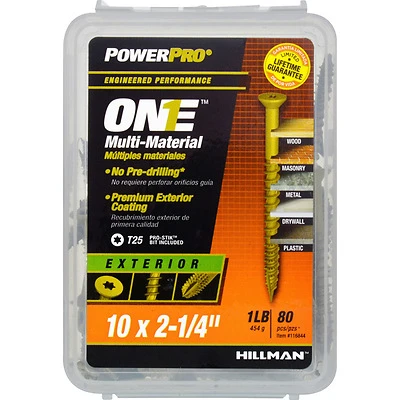 Hillman Power Pro One 116844 Exterior Screws, Flat Head, Bronze, #10 x 2-1/4-In., 86-Pk.