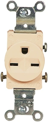 Eaton 816V-BOX Ivory Single Receptacle, 15A 250V, NEMA 6-15R